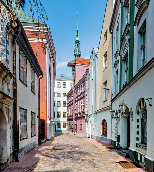 Matin Dans Quartier Médiéval Vieux Riga Ville Est Capitale Lettonie — Photo
