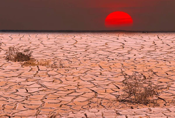 Globális Felmelegedés Festői Kilátás Száraz Sivatagi Táj — Stock Fotó