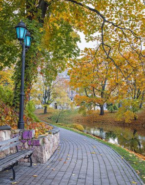 Riga, Letonya central Park'ta sonbahar