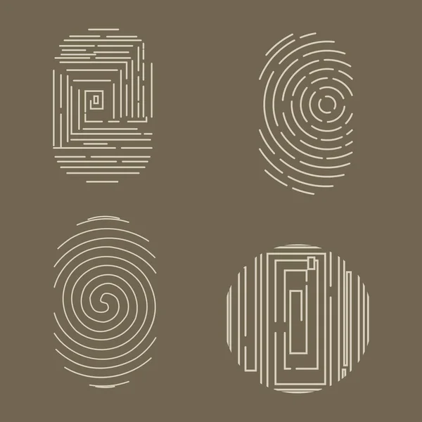 Fingerprint Vector Icons Set Isolated Background — Stock Vector