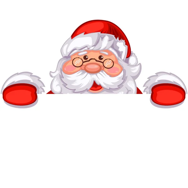 Santa Claus Holding White Blank Sign Your Text Cartoon Vector — Stock Vector