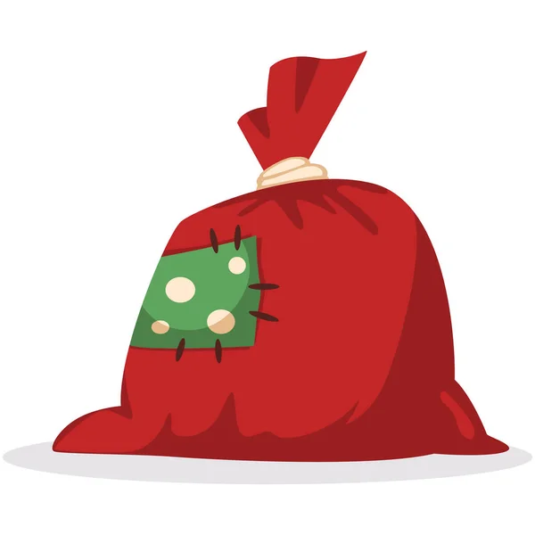 Bolso Navidad Rojo Con Regalos Vector Dibujos Animados Icono Plano — Vector de stock