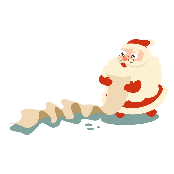 Pai Natal Bonito Com Uma Lista Verificação Ilustração Desenho Animado —  Vetores de Stock