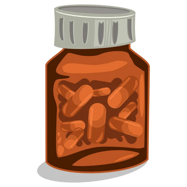 Tablettenflasche Mit Kapseltabletten Vector Cartoon Illustration Auf Weißem Hintergrund — Stockvektor