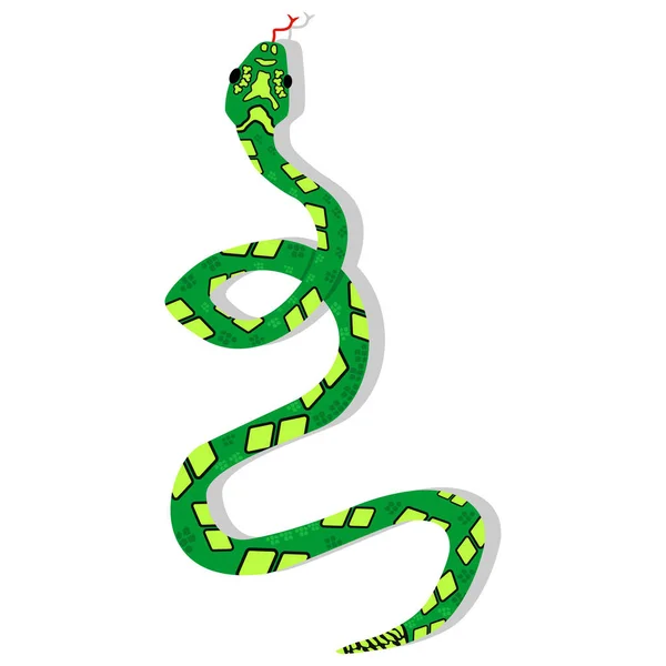 Verde Boa Serpente Personaggio Dei Cartoni Animati Illustrazione Vettoriale Isolata — Vettoriale Stock