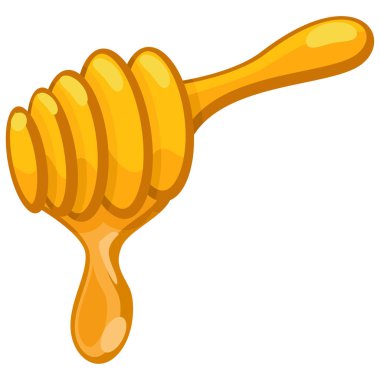 Bal çubuğu ve sarı damla. Beyaz arkaplanda vektör karikatür çizimi.