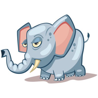 Beyaz arka planda izole edilmiş fil hayvan karikatür vektör çizimi.
