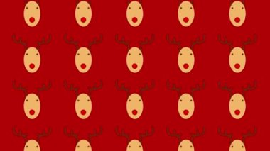 Yuvarlanan geyiklerle kusursuz bir Noel deseni. Kış tatili dokusu. Xmas geçmişi. Çizgi film animasyonu