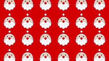 Yuvarlanan Noel Baba 'yla kusursuz bir Noel deseni. Kış tatili dokusu. Xmas geçmişi. Çizgi film animasyonu