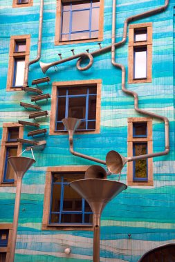 Interesting fasade with rain pipes building in Dresden, Saxony, clipart