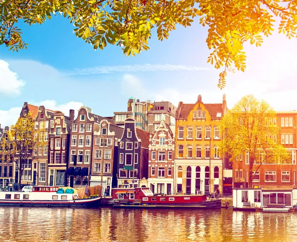 Güzel Sihirli Sonbahar Manzara Amsterdam Hollanda Inanılmaz Yerler Popüler Turistik — Stok fotoğraf