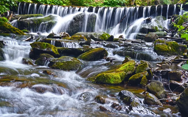 A beautiful view of the waterfall Whisper in the Carpathian Moun — Stock Photo, Image
