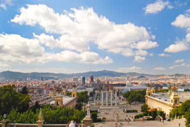 Barselona, İspanya, Ağustos 12: panoramik manzaralı barcelona cityfr