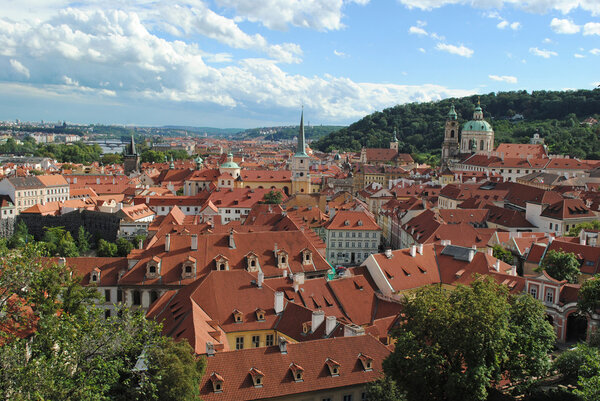 View from the top of the rooftops and spiers of churches on the 