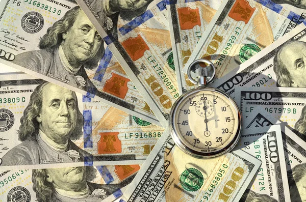 Kronometre ve dolar (zaman para, sermaye, tasarruf, kar - — Stok fotoğraf