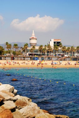 Barcelona, İspanya - 11 Ağustos: Ağustos 11, 2011 Barcel kumsalda