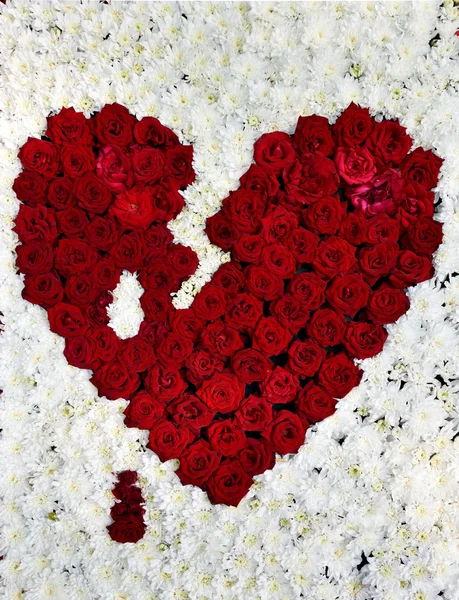 Symbole d'amour - coeur rouge fait de fleurs (14 février, Valenti — Photo