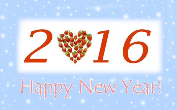 Motivo de Natal com morangos em forma de coração (2016, Ano Novo c — Fotografia de Stock