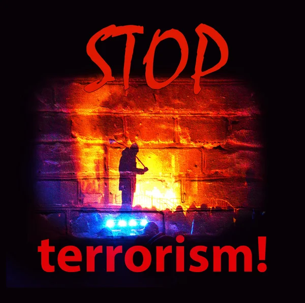 L'inscription "Stop au terrorisme" et l'image stylisée du t — Photo