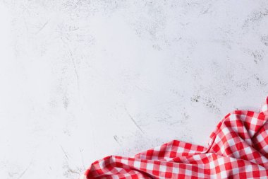 Menü ve yemek fotoğrafçılığı için Tekstil Modelini kontrol et. Gıda fotoğrafçılığında ya da reklamda arka plan örtüsü olarak mükemmel çalışan kırmızı ve beyaz bir kontrol dokusu.