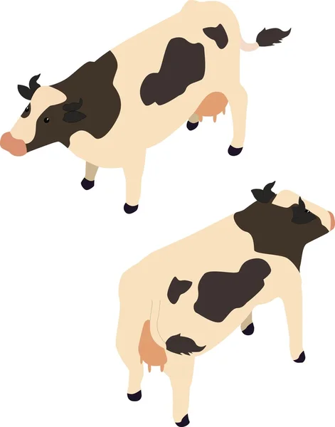 Vaca blanca y negra isométrica — Vector de stock