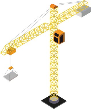 İzometrik inşaat vinç. İzole vinç illüstrasyon.