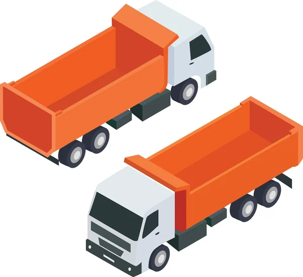 Isometric cargo truck. Orange truck isometric isolated illustration. — Stock Vector