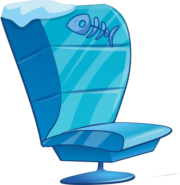 Is stol med snö och fisk logotyp. Cartoon stol isolerade vektor illustration. — Stock vektor