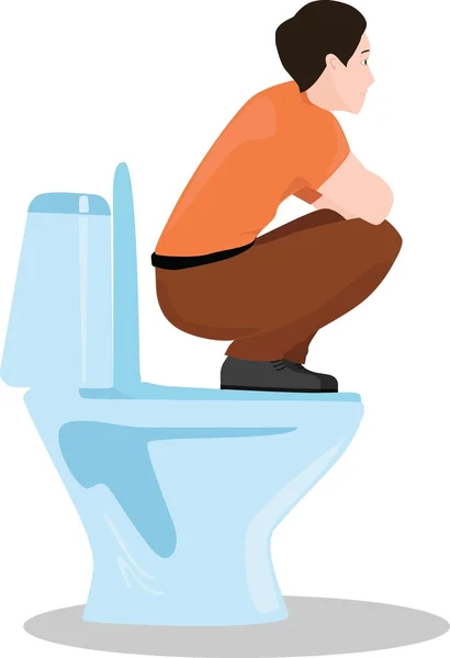 Człowiek źle siedzi w toalecie — Wektor stockowy