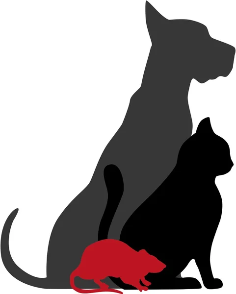 Silhouette of pets vet logo: dog, cat and rat. — Stock Vector