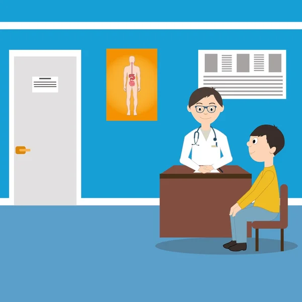 Consulta médica masculina en el hospital — Vector de stock