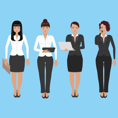 Genç iş kadını farklı saç kesimi ile