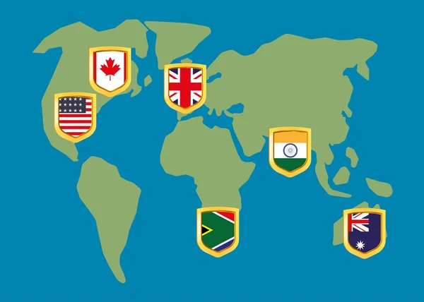 English speaking países en el mapa — Vector de stock