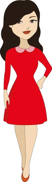 Beautiful woman in red dress — Stock Vector