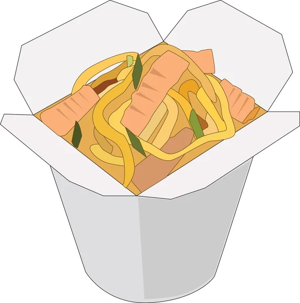 Asiático, chino, tailandés, coreano udon fideos caja — Archivo Imágenes Vectoriales