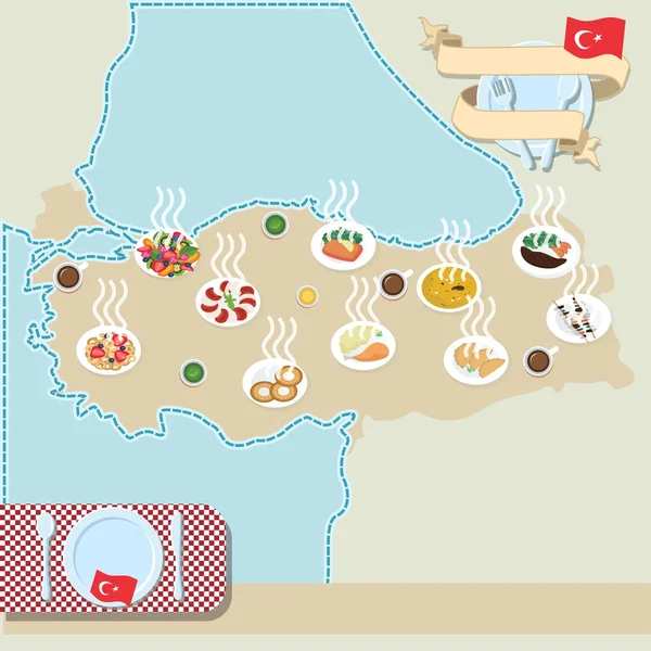 国民食のトルコの地図。トルコのキッチンのシンボル. — ストックベクタ