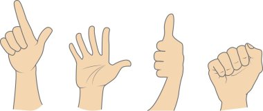 Set of different realistic hand signs clipart