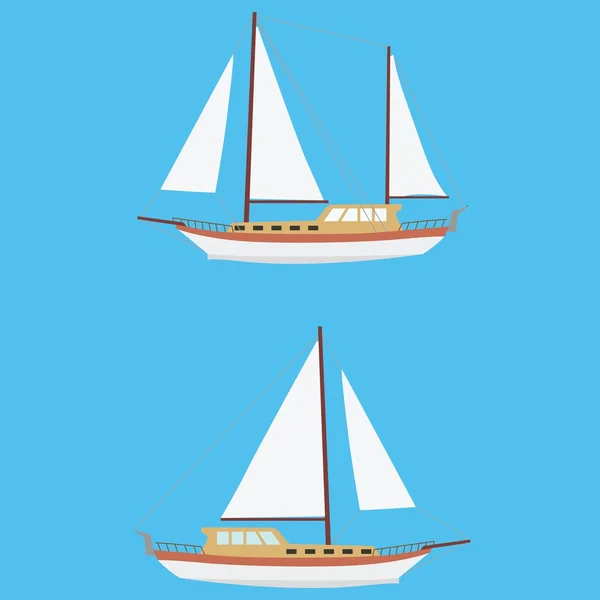 Barco à vela com um e dois mastros —  Vetores de Stock