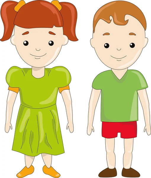 Enfants mignons garçon et fille. Frère et sœur . — Image vectorielle