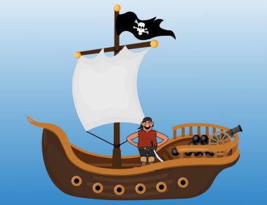 Korsan gemisi korsan adam ve savaş topu