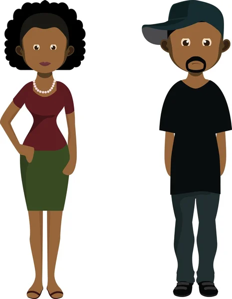 Desenhos animados homem africano e mulher isolado — Vetor de Stock