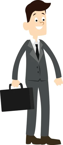 Cartoon businessman with suitcase standing — Stock Vector