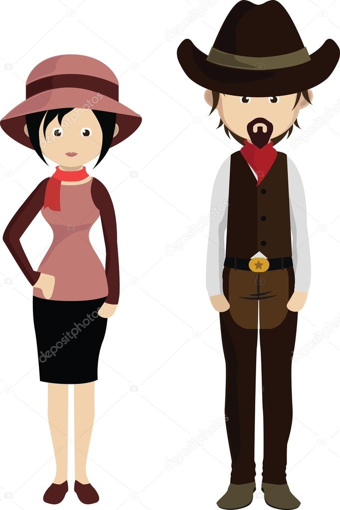 Couple Cowboy. Cartoon american man and woman. — Stock Vector © sasha ...