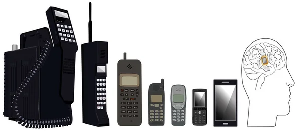 Evolution d'un téléphone portable vers un Cyberman. — Image vectorielle