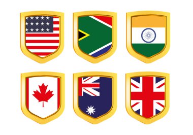 Kalkanlar bayraklı: ABD, Rsa, İngiltere, Kanada, Avustralya