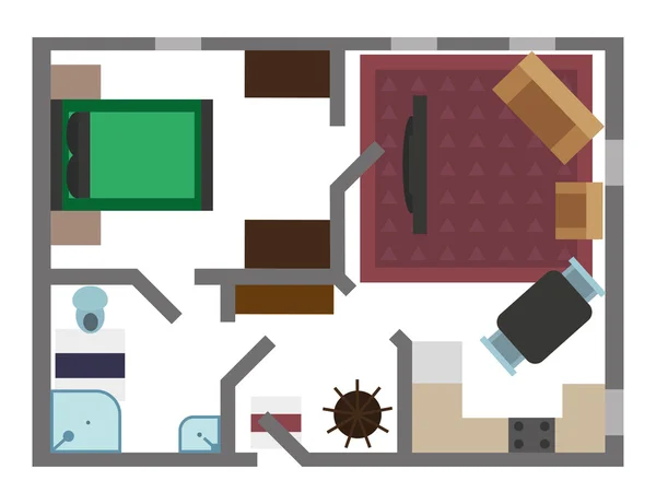 Plan appartement vue de dessus — Image vectorielle