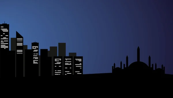 Ciudad árabe en la noche — Vector de stock