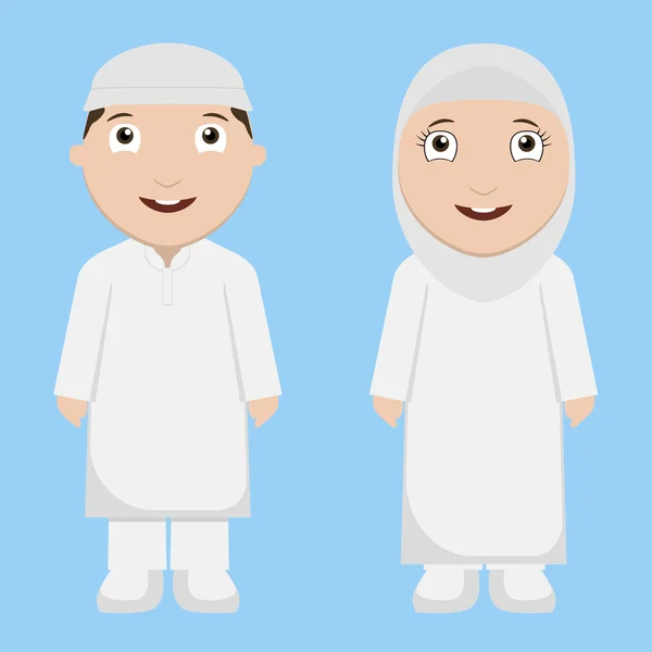 Niños musulmanes: niño y niña — Vector de stock