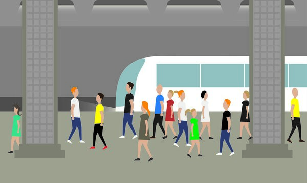 People waiting train on the subway