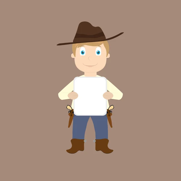 Cartoon cowboy in possesso di segno vuoto — Vettoriale Stock